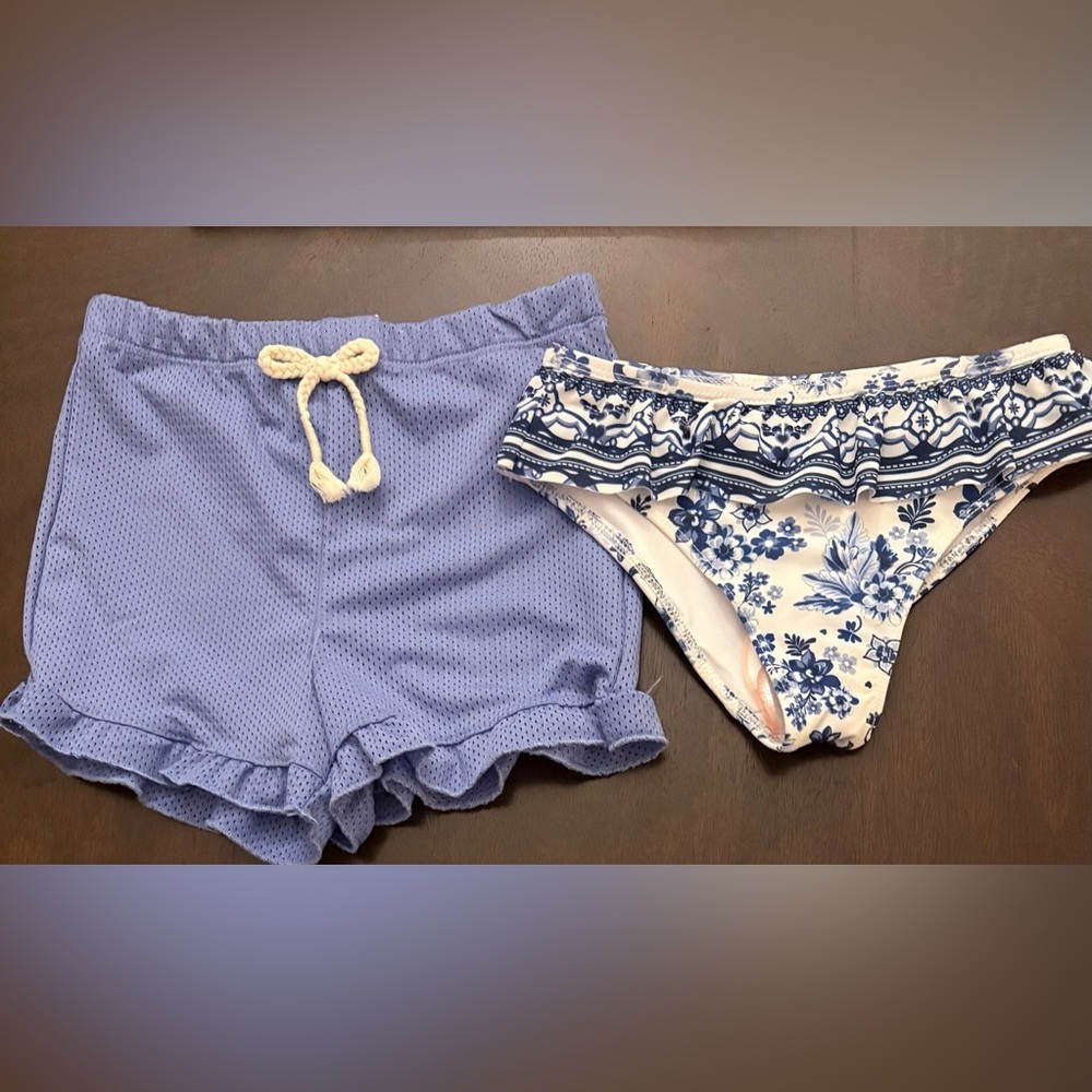 Tahari Girl Blue Swim Shorts and Bikini